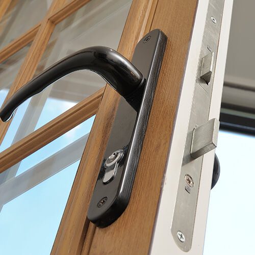 Composite door handle and lock